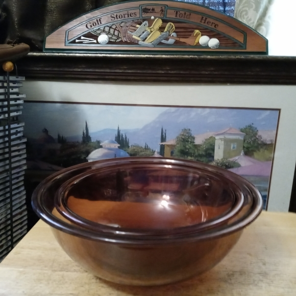 🍜2 Pyrex Set Amber Nesting Mixing Bowl🇺🇸🍲12"+10",Nice Vintage,A Nice Gift.🎁 - Picture 10 of 14